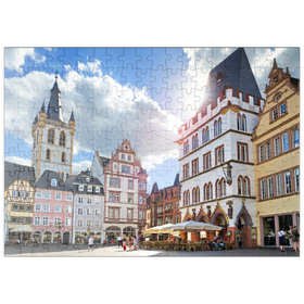 Darstellung des Puzzle-Motivs Trier, Marktplatz mit Steipe im Stadtzentrum der antiken römischen Stadt – Puzzleteile: 200