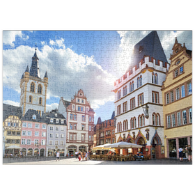 Darstellung des Puzzle-Motivs Trier, Marktplatz mit Steipe im Stadtzentrum der antiken römischen Stadt – Puzzleteile: 500