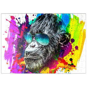 Darstellung des Puzzle Motivs Farbiger künstlerischer Affe mit Sonnenbrille - Puzzleteile: 200