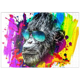 Darstellung des Puzzle-Motivs Farbiger künstlerischer Affe mit Sonnenbrille – Puzzleteile: 500