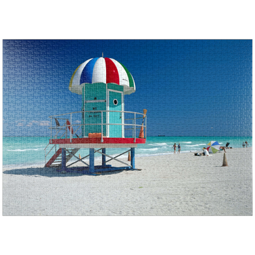 puzzleplate Lifeguard Häuschen am Strand, Miami Beach, Florida, USA 1000 Puzzle