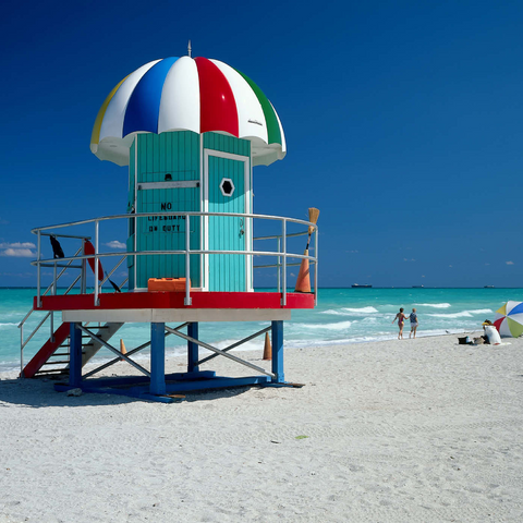 Lifeguard Häuschen am Strand, Miami Beach, Florida, USA 1000 Puzzle 3D Modell