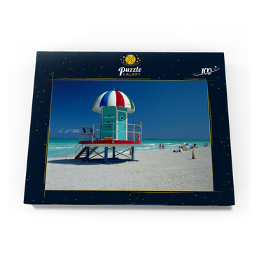 Lifeguard Häuschen am Strand, Miami Beach, Florida, USA 100 Puzzle Schachtel Ansicht3