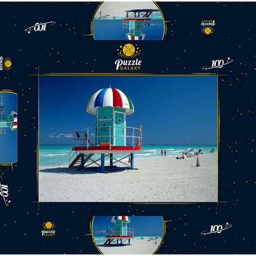 Lifeguard Häuschen am Strand, Miami Beach, Florida, USA 100 Puzzle Schachtel 3D Modell