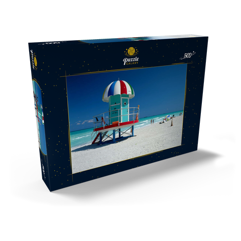 Lifeguard Häuschen am Strand, Miami Beach, Florida, USA 500 Puzzle Schachtel Ansicht2