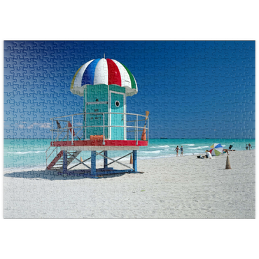 puzzleplate Lifeguard Häuschen am Strand, Miami Beach, Florida, USA 500 Puzzle