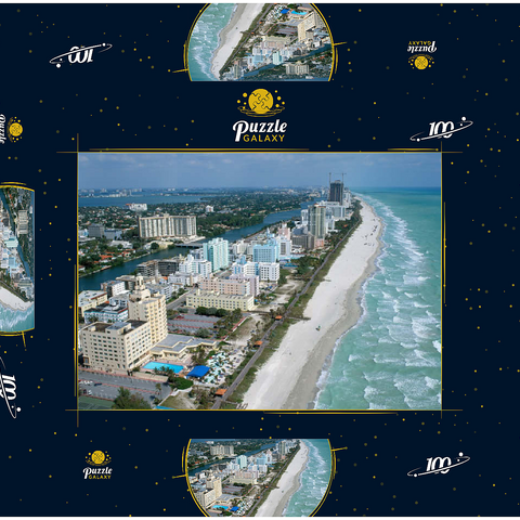 Art Deco Hotels am Ocean Drive, Miami Beach, Florida, USA 100 Puzzle Schachtel 3D Modell