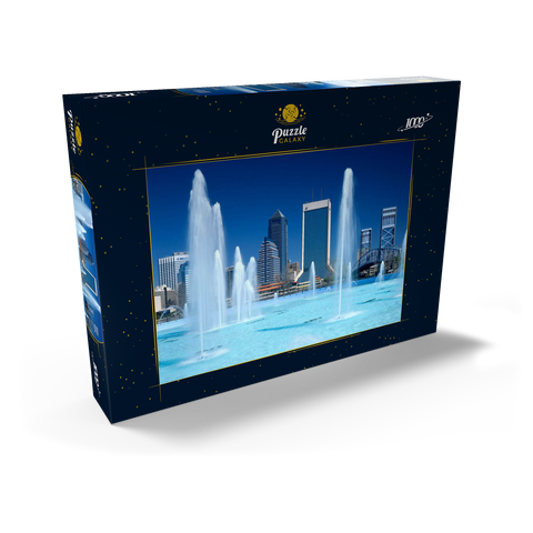 Springbrunnen am Riverwalk und Skyline, Jacksonville, Florida, USA 1000 Puzzle Schachtel Ansicht2