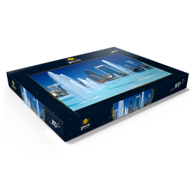 Darstellung des Puzzle Motivs Springbrunnen am Riverwalk und Skyline, Jacksonville, Florida, USA - Puzzleteile: 100