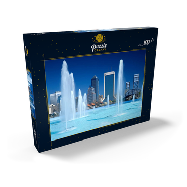 Springbrunnen am Riverwalk und Skyline, Jacksonville, Florida, USA 100 Puzzle Schachtel Ansicht2