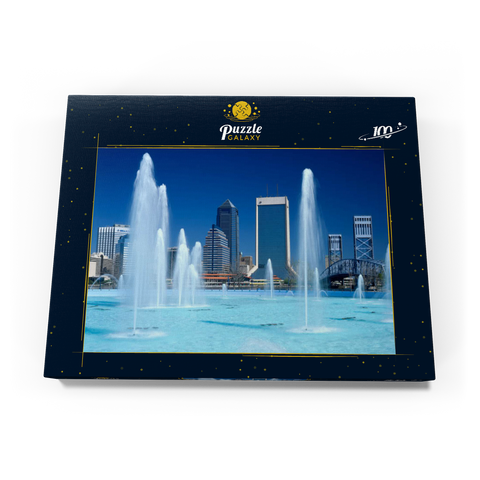 Springbrunnen am Riverwalk und Skyline, Jacksonville, Florida, USA 100 Puzzle Schachtel Ansicht3