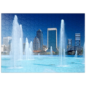 Darstellung des Puzzle-Motivs Springbrunnen am Riverwalk und Skyline, Jacksonville, Florida, USA – Puzzleteile: 200