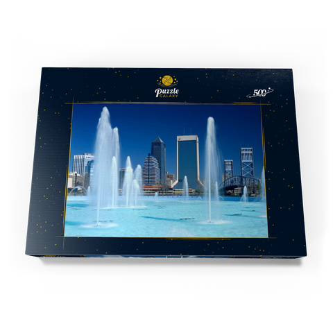 Springbrunnen am Riverwalk und Skyline, Jacksonville, Florida, USA 500 Puzzle Schachtel Ansicht3