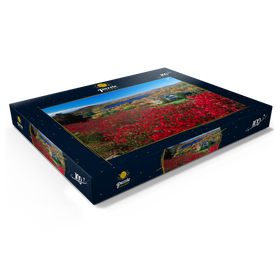 Darstellung des Puzzle Motivs Herbststimmung am Lake Waramaug mit schönem Landhaus, Indian Summer, Connecticut, USA - Puzzleteile: 100