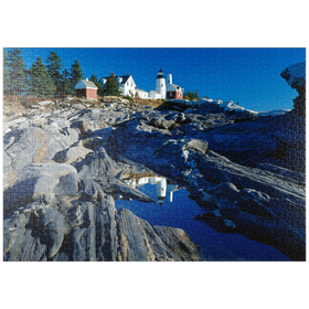 Darstellung des Puzzle-Motivs Leuchtturm am Pemaquid Point, Maine, USA – Puzzleteile: 1000