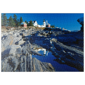 Darstellung des Puzzle Motivs Leuchtturm am Pemaquid Point, Maine, USA - Puzzleteile: 500