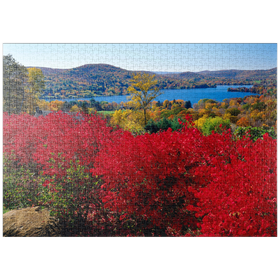 Darstellung des Puzzle-Motivs Herbststimmung am Lake Waramaug, Indian Summer, Connecticut, USA – Puzzleteile: 1000