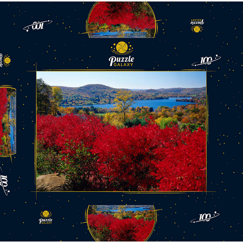 Herbststimmung am Lake Waramaug, Connecticut, USA 100 Puzzle Schachtel 3D Modell