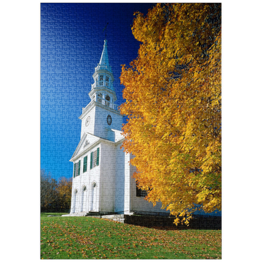 puzzleplate Kirche mit Ahornbaum in Warren, Connecticut, USA 1000 Puzzle
