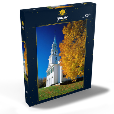 Kirche mit Ahornbaum in Warren, Connecticut, USA 100 Puzzle Schachtel Ansicht2