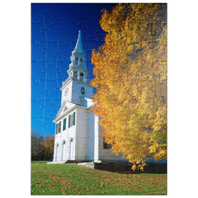 Darstellung des Puzzle Motivs Kirche mit Ahornbaum in Warren, Connecticut, USA - Puzzleteile: 100