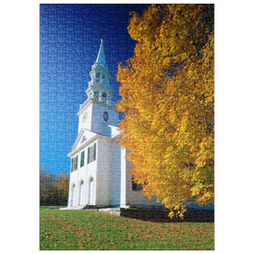 Darstellung des Puzzle Motivs Kirche mit Ahornbaum in Warren, Connecticut, USA - Puzzleteile: 500