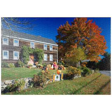 puzzleplate Haus mit Halloween Dekoration, Maine, USA 1000 Puzzle