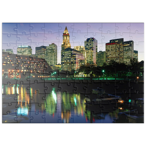 puzzleplate Yachthafen mir der Skyline von Boston, Massachusetts, USA 100 Puzzle