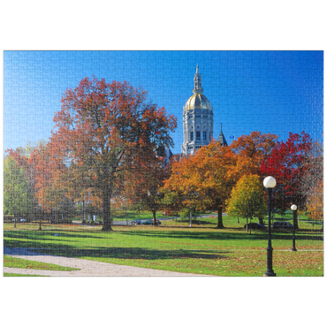 puzzleplate Park mit Kapitol in Hartford, Connecticut, USA 1000 Puzzle