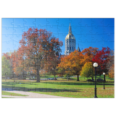 puzzleplate Park mit Kapitol in Hartford, Connecticut, USA 100 Puzzle