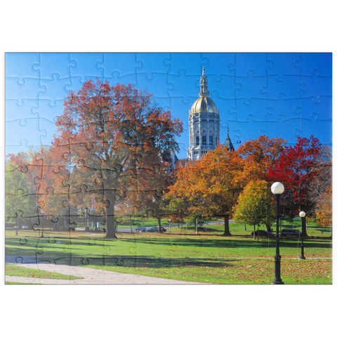 puzzleplate Park mit Kapitol in Hartford, Connecticut, USA 100 Puzzle