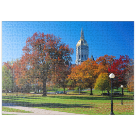 Darstellung des Puzzle Motivs Park mit Kapitol in Hartford, Connecticut, USA - Puzzleteile: 500