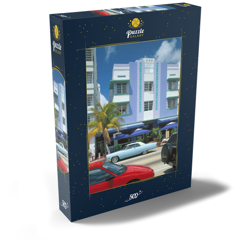 Art Deco Hotels am Ocean Drive in Miami Beach, Florida, USA 500 Puzzle Schachtel Ansicht2