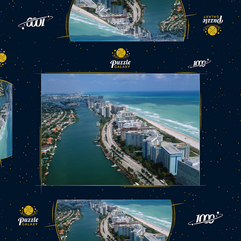 Blick über Miami Beach, Florida, USA 1000 Puzzle Schachtel 3D Modell