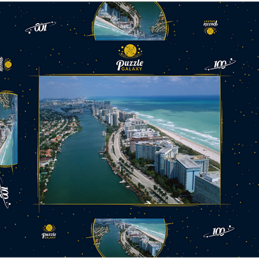 Blick über Miami Beach, Florida, USA 100 Puzzle Schachtel 3D Modell