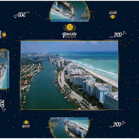 Blick über Miami Beach, Florida, USA 200 Puzzle Schachtel 3D Modell