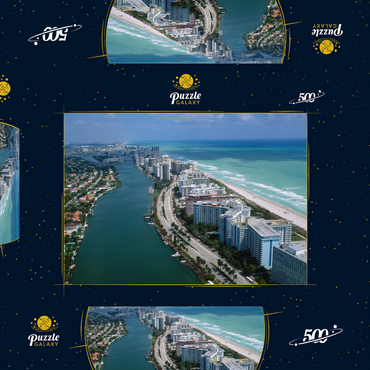 Blick über Miami Beach, Florida, USA 500 Puzzle Schachtel 3D Modell
