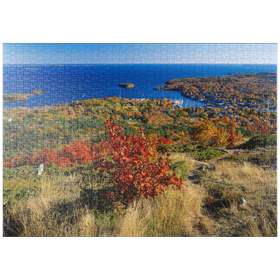 Darstellung des Puzzle-Motivs Stadtübersicht und Yachthafen von Camden, Maine, USA – Puzzleteile: 1000