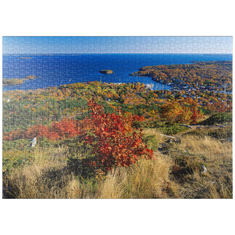 puzzleplate Stadtübersicht und Yachthafen von Camden, Maine, USA 1000 Puzzle