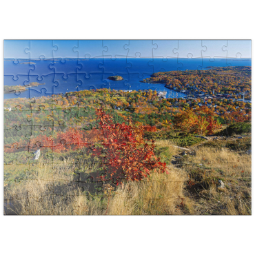 puzzleplate Stadtübersicht und Yachthafen von Camden, Maine, USA 100 Puzzle