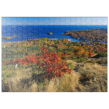 puzzleplate Stadtübersicht und Yachthafen von Camden, Maine, USA 200 Puzzle