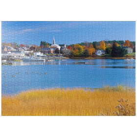 Darstellung des Puzzle-Motivs Stadtübersicht und Yachthafen von Damariscotta, Maine, USA – Puzzleteile: 1000