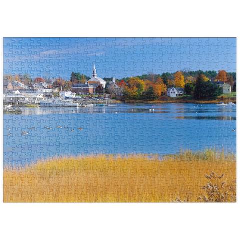 puzzleplate Stadtübersicht und Yachthafen von Damariscotta, Maine, USA 500 Puzzle