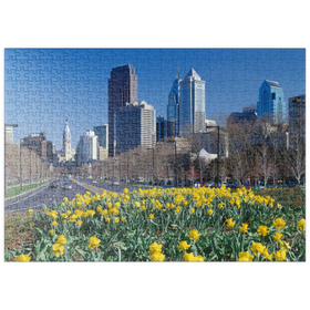 Darstellung des Puzzle-Motivs Benjamin Franklin Parkway mit Skline und City Hall, Philadelphia, Pennsylvania, USA – Puzzleteile: 500