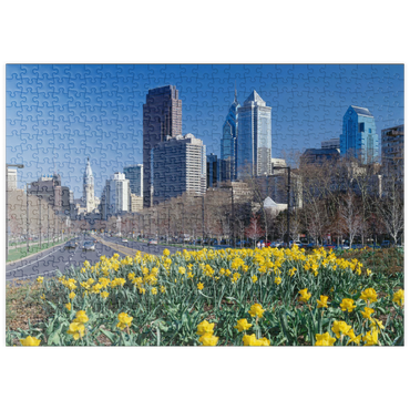 puzzleplate Benjamin Franklin Parkway mit Skline und City Hall, Philadelphia, Pennsylvania, USA 500 Puzzle
