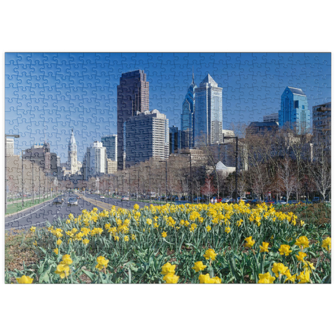 puzzleplate Benjamin Franklin Parkway mit Skline und City Hall, Philadelphia, Pennsylvania, USA 500 Puzzle