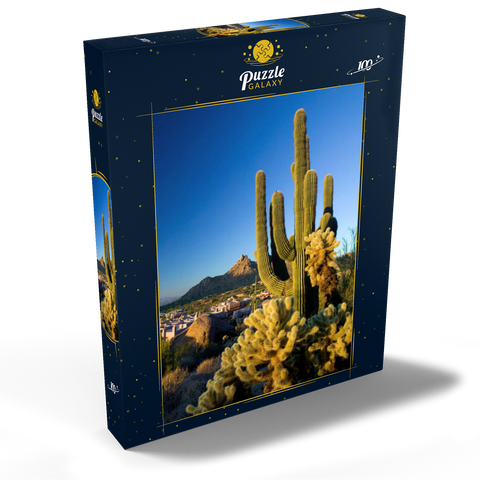 Four Seasons Hotelanlage mit Pinnacle Peak, Scottsdale, Arizona, USA 100 Puzzle Schachtel Ansicht2