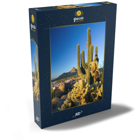 Four Seasons Hotelanlage mit Pinnacle Peak, Scottsdale, Arizona, USA 500 Puzzle Schachtel Ansicht2