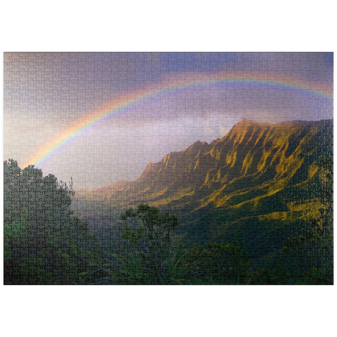puzzleplate Regenbogen über der Na Pali Küste, Insel Kauai, Hawaii, USA 1000 Puzzle