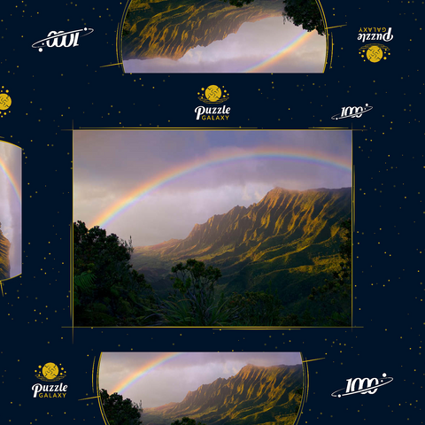 Regenbogen über der Na Pali Küste, Insel Kauai, Hawaii, USA 1000 Puzzle Schachtel 3D Modell